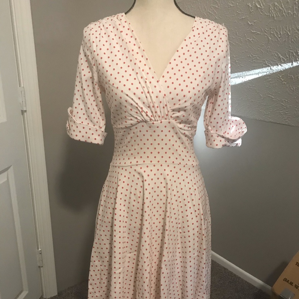 White and red polka dot Unique Vintage dress